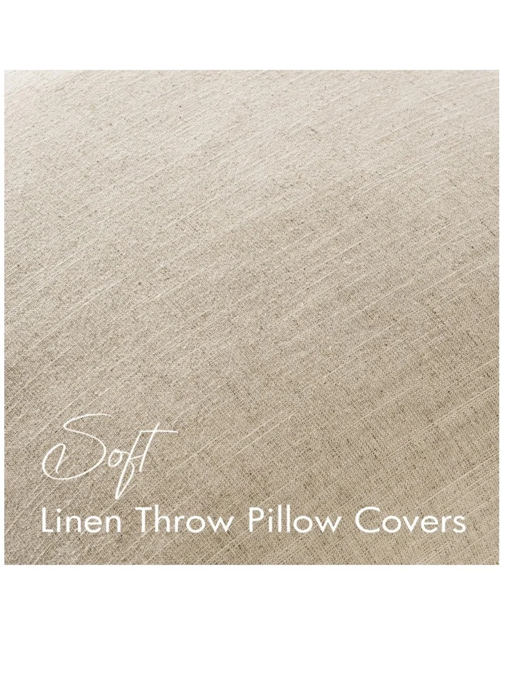 Decorative Linen Throw Pillow Covers SQUARE 22x22” (2-pack) BEIGE
